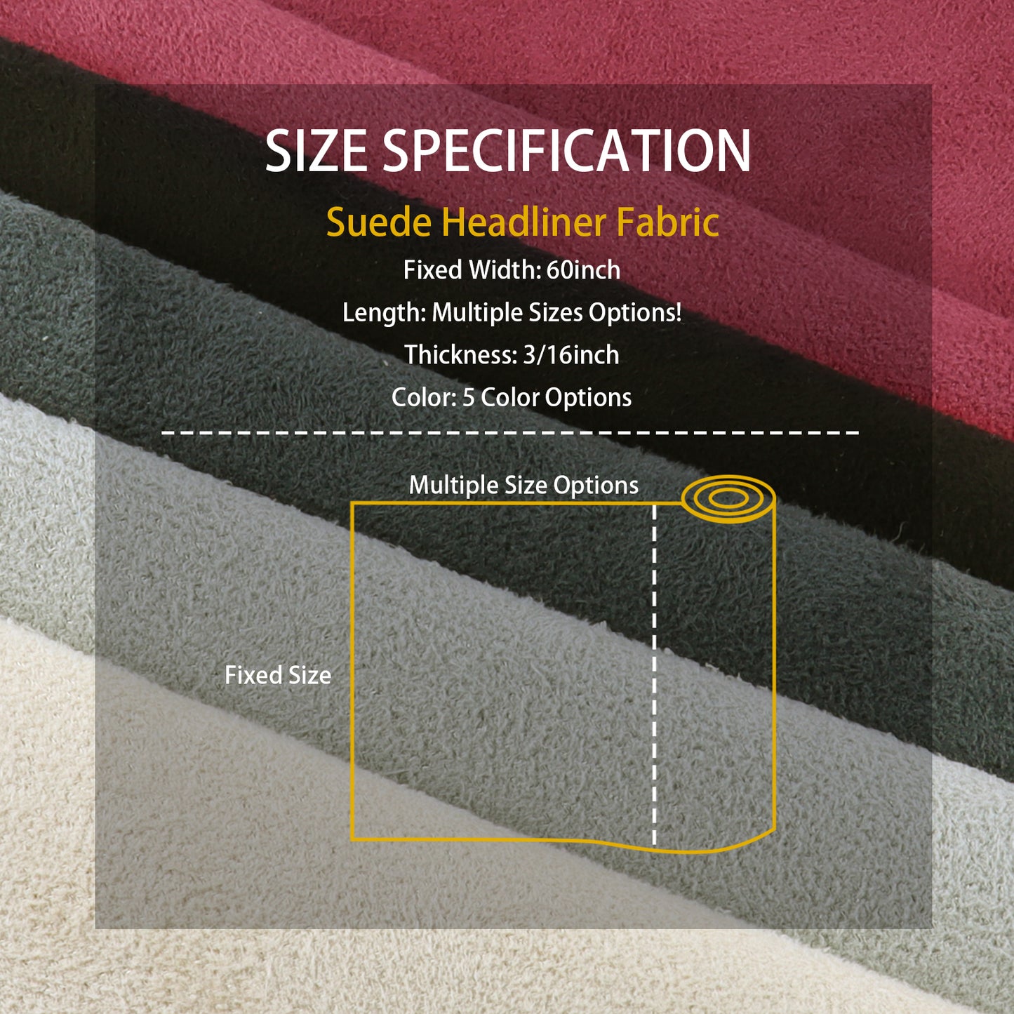 Micro-Suede Headliner Fabric - Foam Backed Roof Repair Material for DIY Automotive & Marine Interiors (Black)