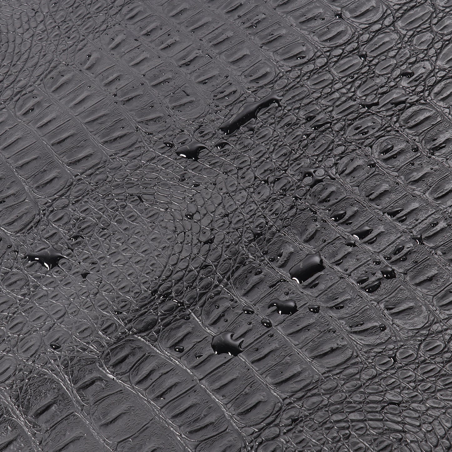 Synthetic Leather Fabric Marine Vinyl Crocodile Pattern Soft Alligator Faux Leather Sheets for DIY Upholstery Crafts 0.5mm Thick Black