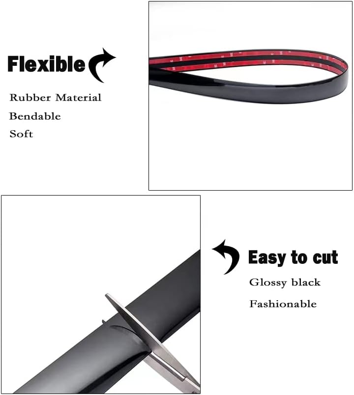 Automotive Trim Molding Strip - Cars Body Side Moulding Trim Strip(Self Adhesive) for Car/Truck/RV Door Window Bumper Scratch-Proof/Glossy Black