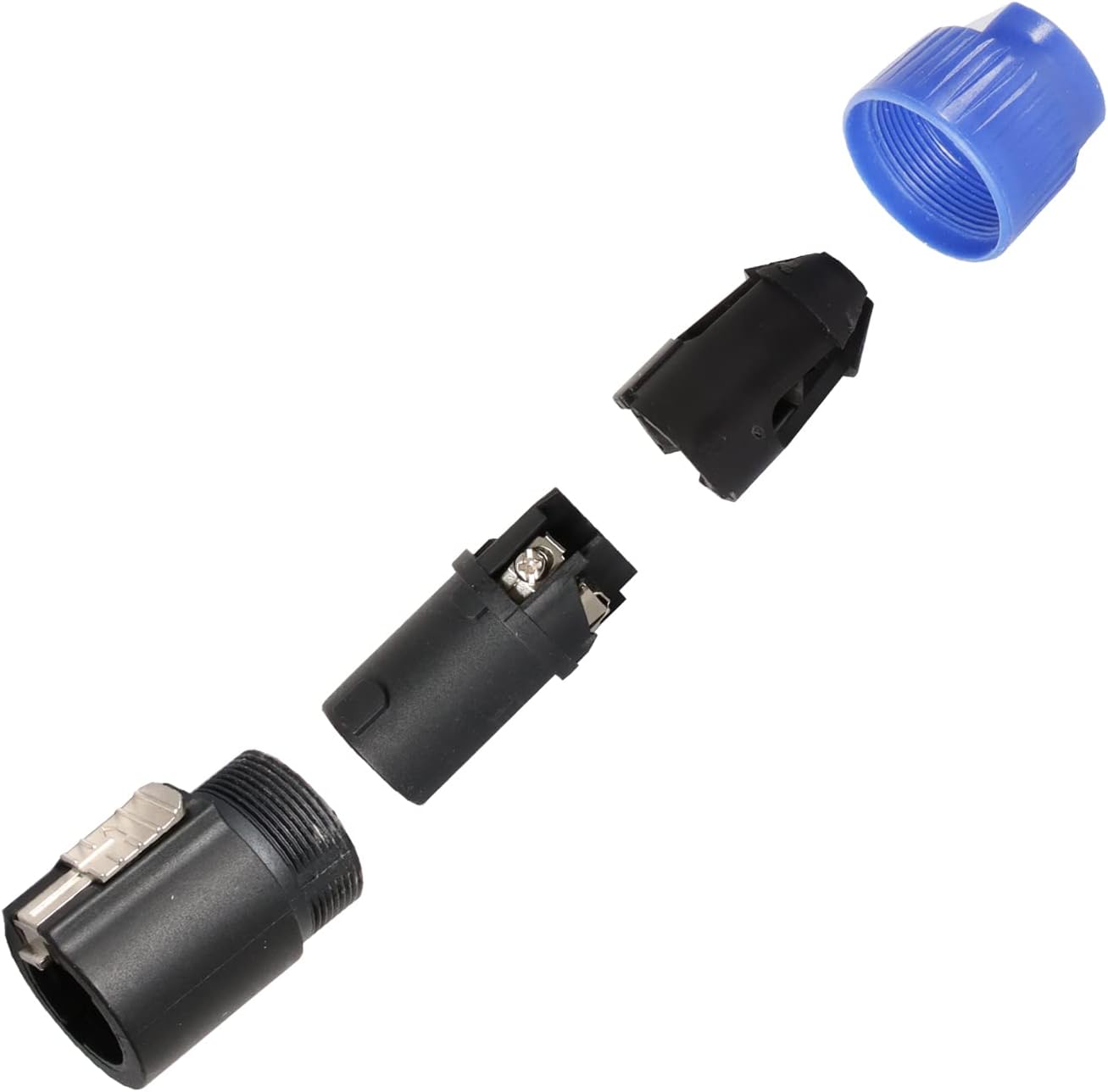 4 Pole Speakon Plug - 4 Conductor Speak-On Adapter for Loudspeaker to Amplifier Connector with Twist Lock - Compatible NL4FC, NL4FX, NLT4X, NL2FC, NL2FX