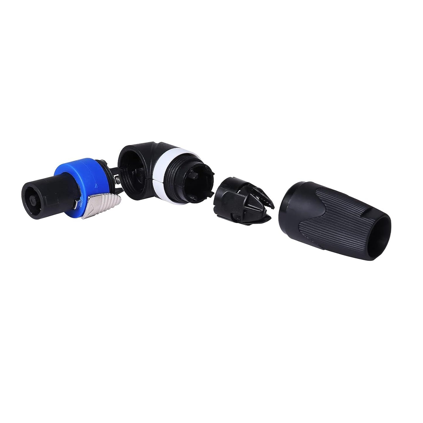4 Pole Speak-On Male Plug - Up to 30A rms 90 Degree Twist Lock High Load Adapter - Compatible with NL4 & NL2 Series