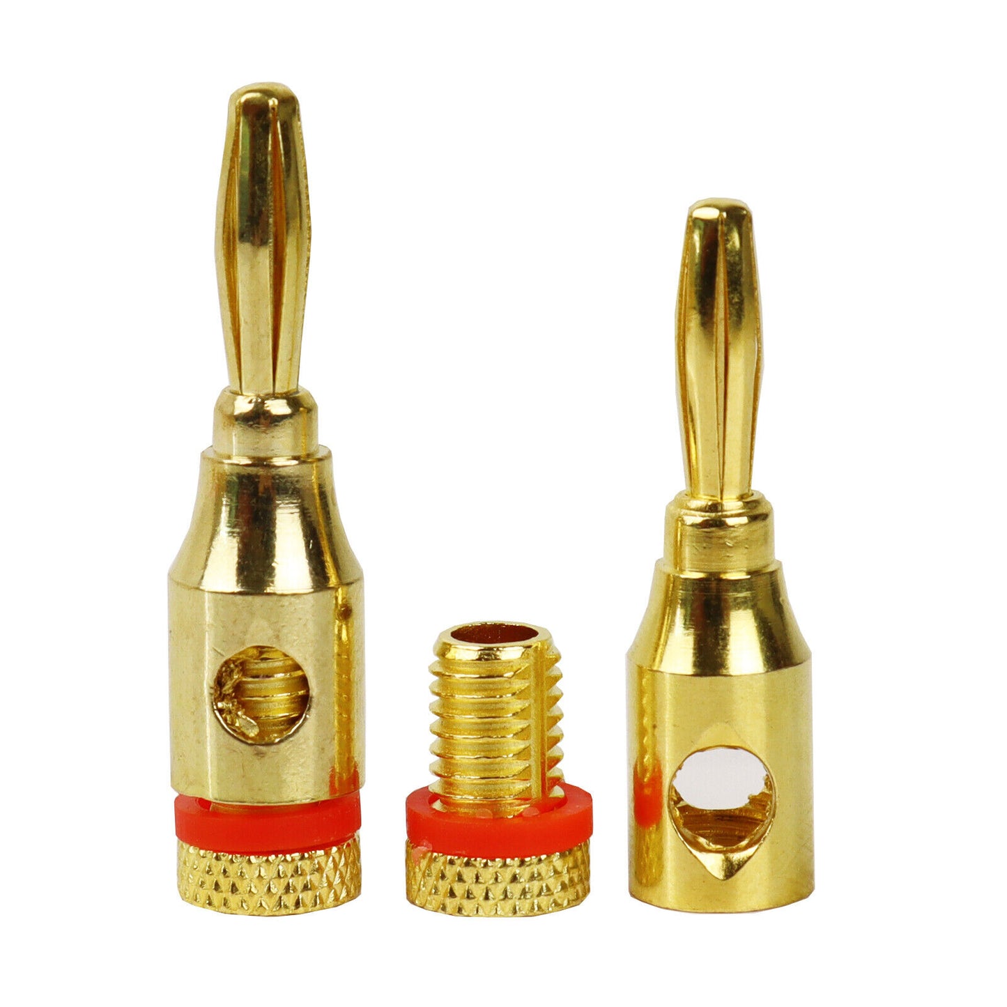 Screw Lock Audio Banana Plugs Gold Plated Speaker Wire Cable Connector Black Red