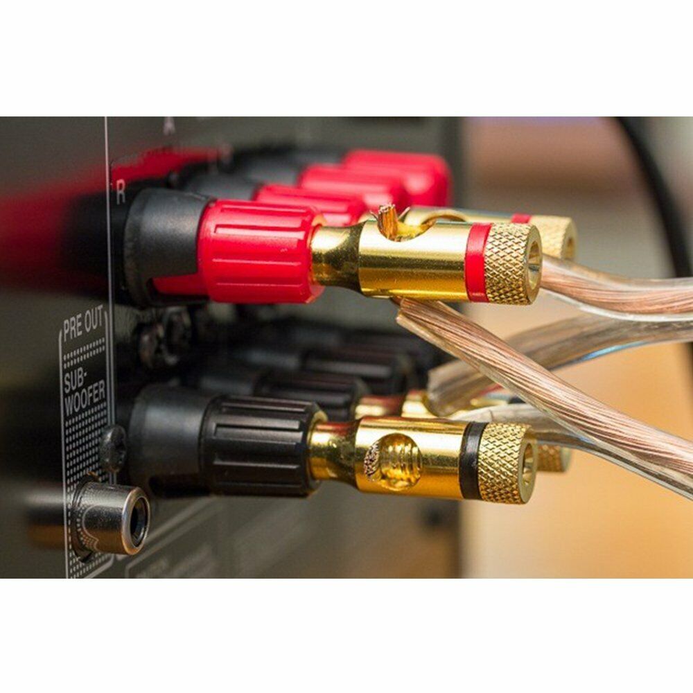 Screw Lock Audio Banana Plugs Gold Plated Speaker Wire Cable Connector Black Red