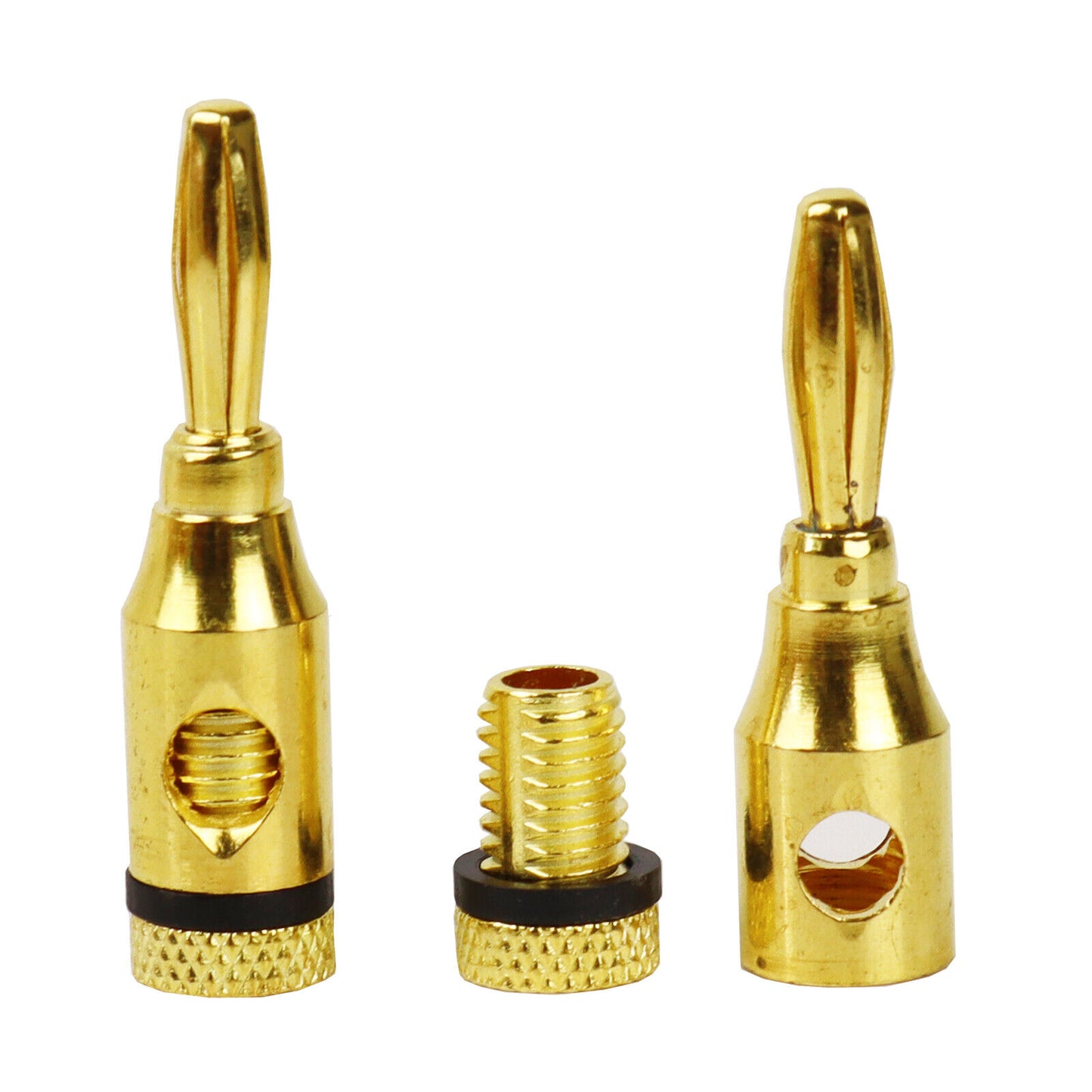 Screw Lock Audio Banana Plugs Gold Plated Speaker Wire Cable Connector Black Red