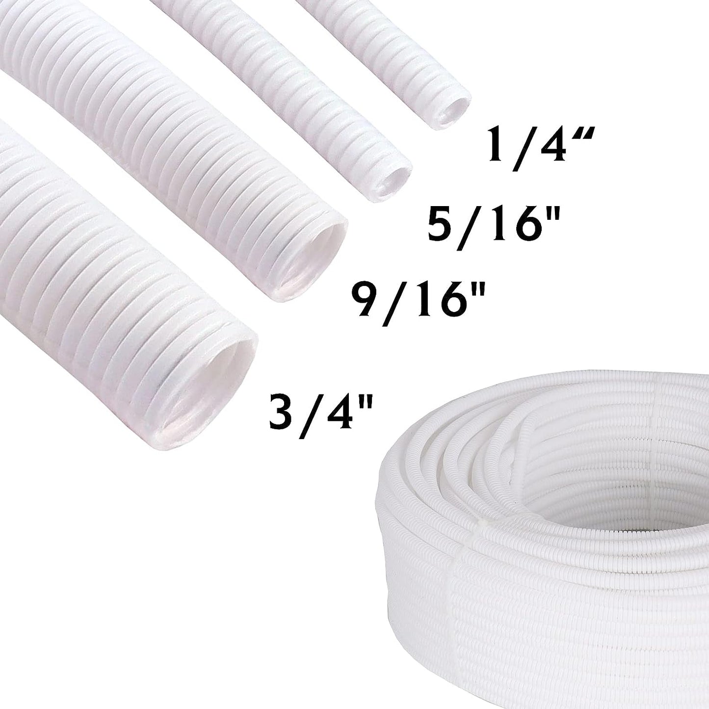 Split Wire Loom Cable Sleeve Cord Management Protector Flame Retardant -White Cable Sleeve Conduit Tube Easily Wrapping