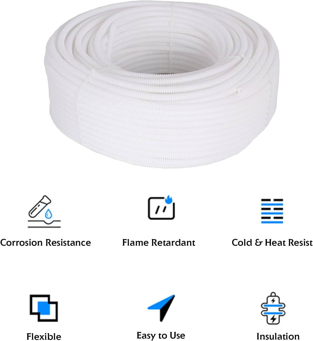 Split Wire Loom Cable Sleeve Cord Management Protector Flame Retardant -White Cable Sleeve Conduit Tube Easily Wrapping