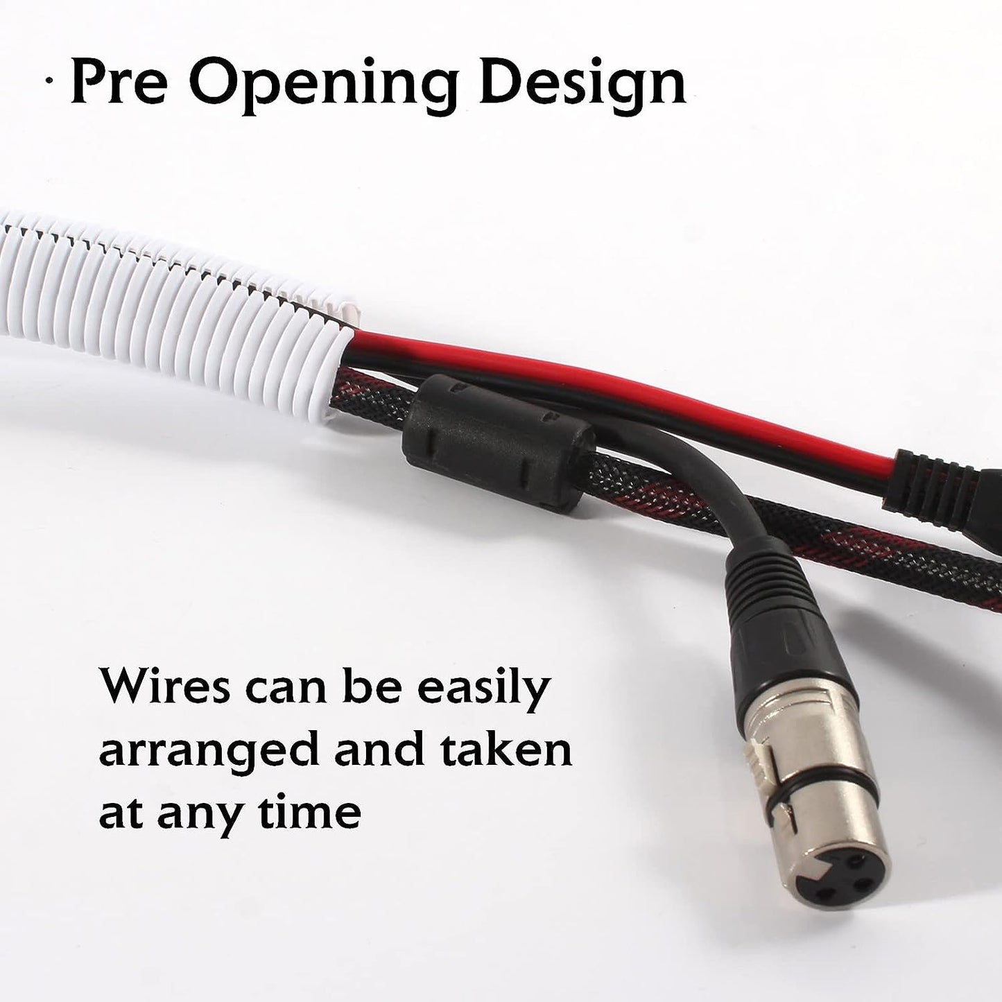 Split Wire Loom Cable Sleeve Cord Management Protector Flame Retardant -White Cable Sleeve Conduit Tube Easily Wrapping