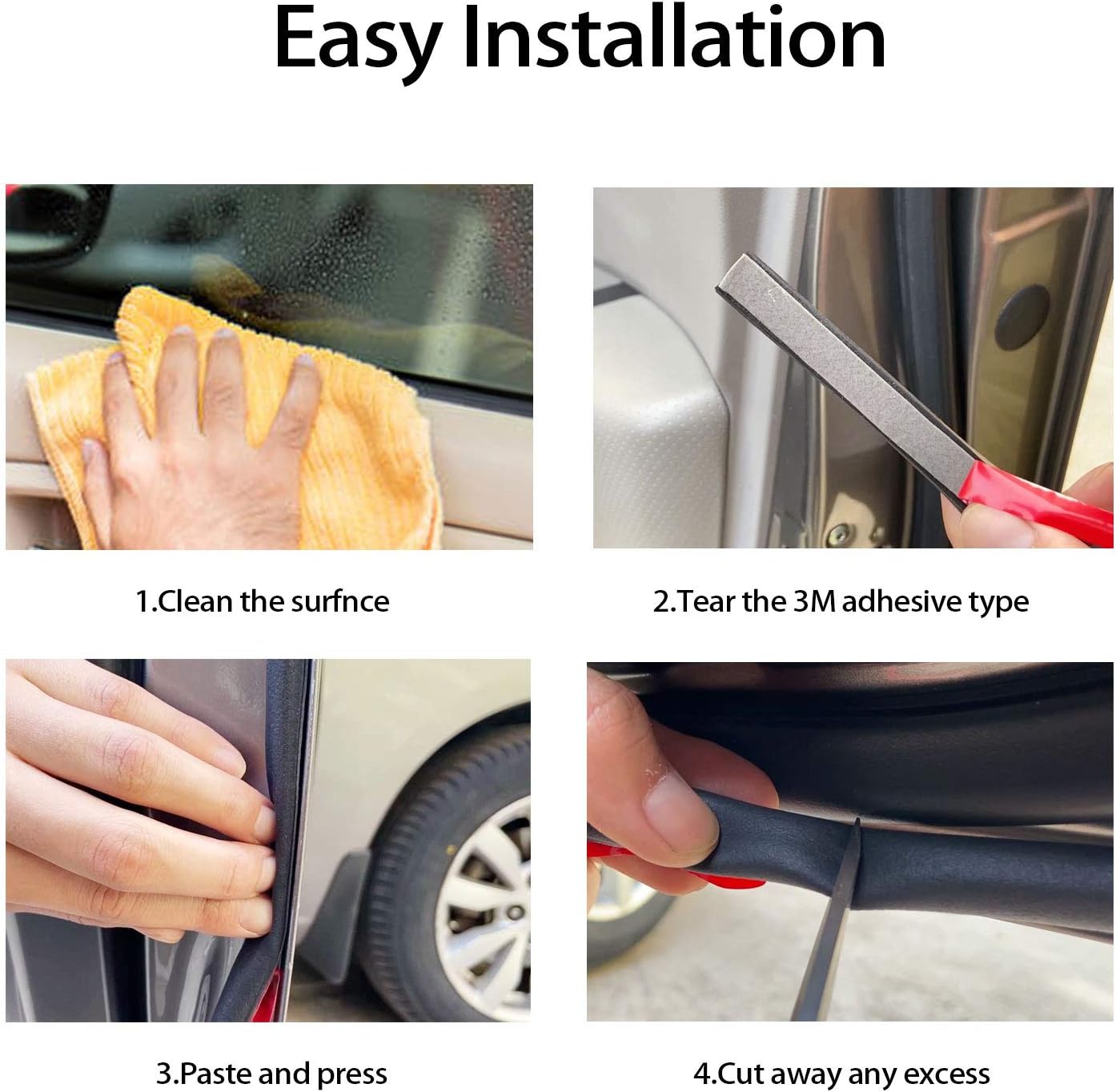 Car Door Weather Stripping,Flexible D Shape Rubber Seal Strip with Self-Adhesive for Seal The Gaps and Soundproof,Fit Most Car,Truck,SUV,RV,Boat and Home Appliaction,09