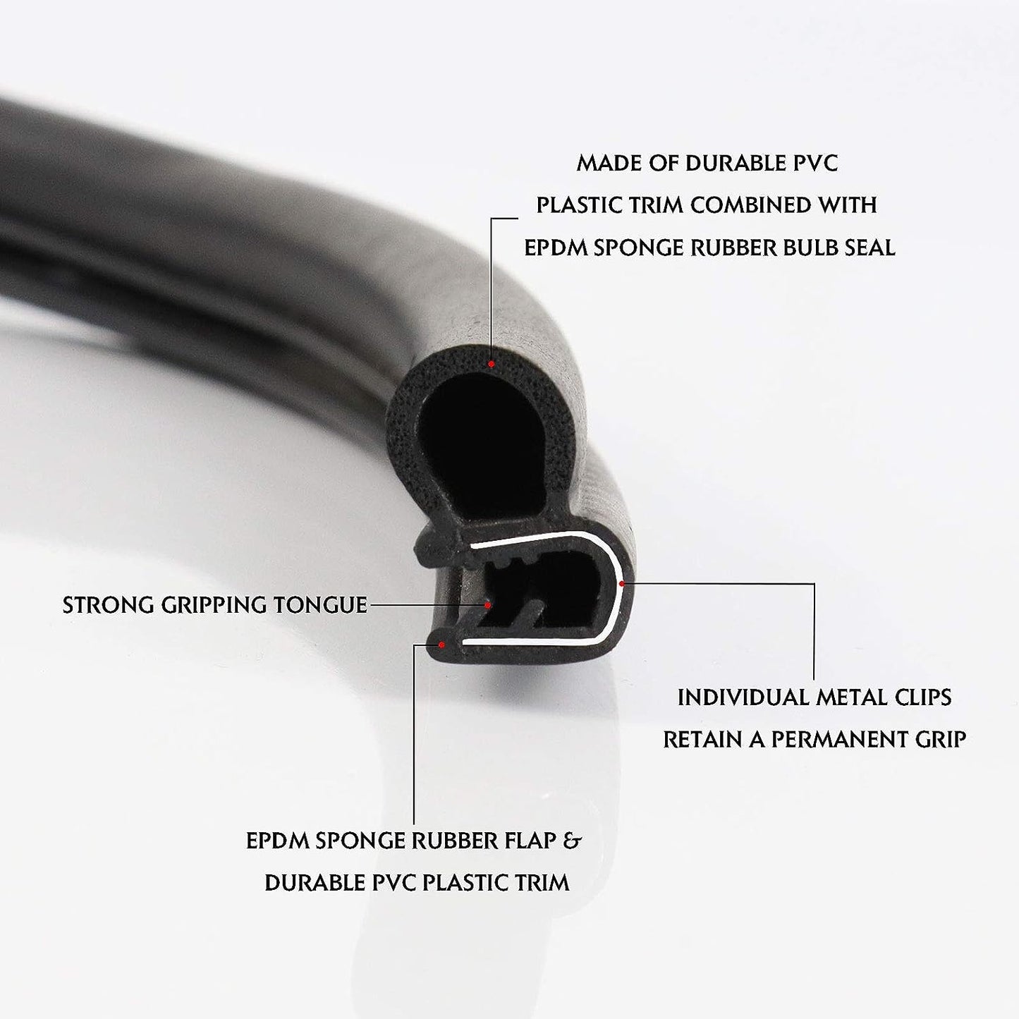 0.59"×0.9" Rubber U Channel Bulb Trim Seal,Flexible PVC Edge Guard Trim for Cars,Boats and RVs,Anti-Collision,Resistant Wear,Waterproof,Reduce Noise #09