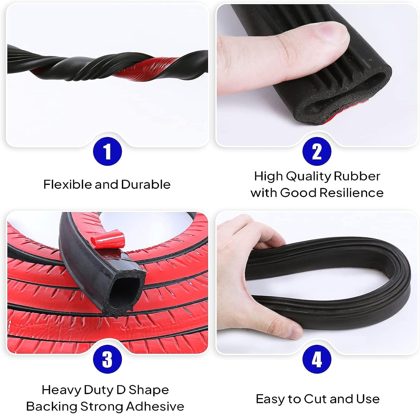 D Shape Door Rubber Seal Strip,1" RV Slide Out Seal Self-Adhesive EPDM Rubber,Heavy Duty Automotive Weather Stripping for Fill Gaps,Apply to Car,Truck,RV,Boat and Home Application 25