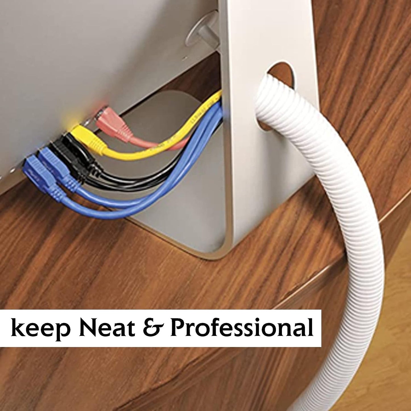 Split Wire Loom Cable Sleeve Cord Management Protector Flame Retardant -White Cable Sleeve Conduit Tube Easily Wrapping