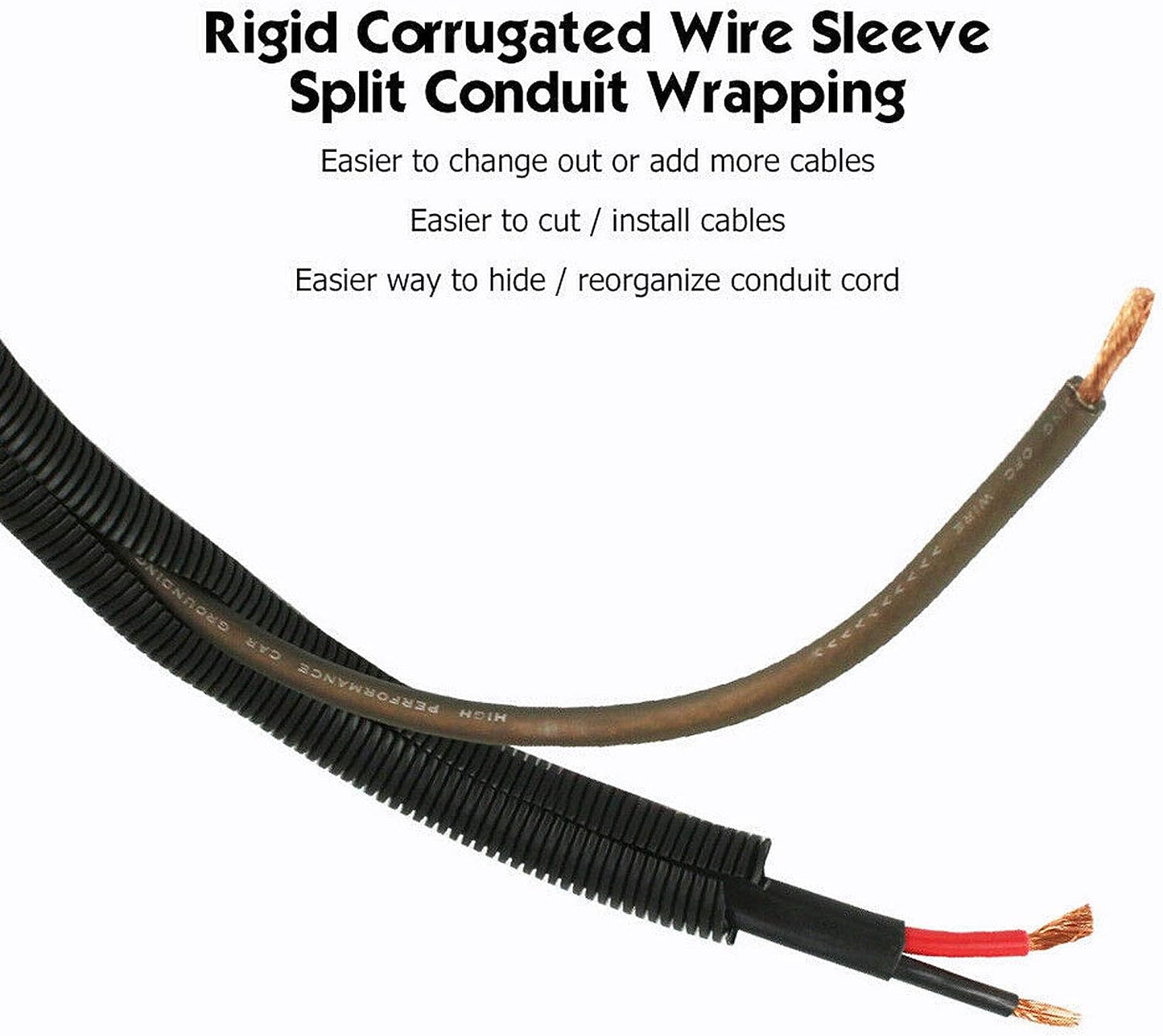 Wiring Loom Split Wire Cable Sleeve Flex Tubing Wire Wrap Corrugated Conduit Lot