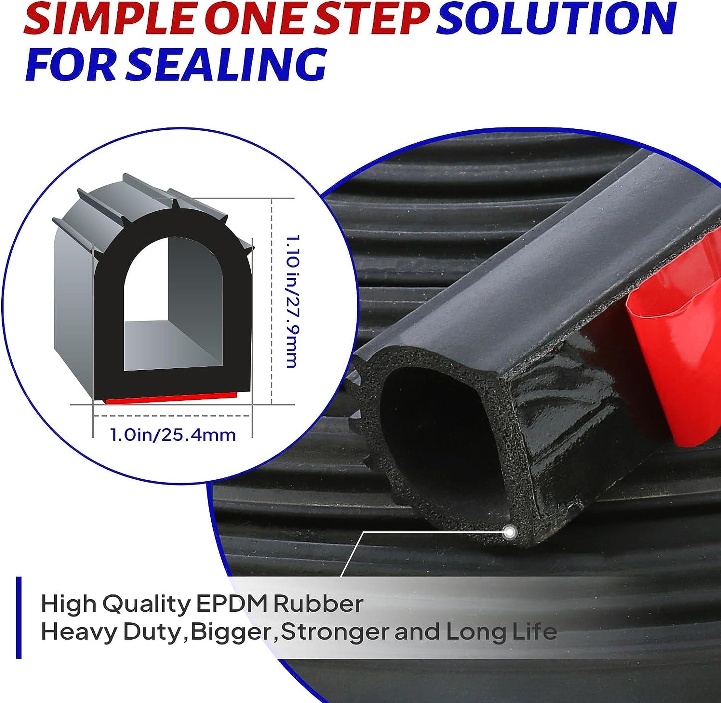D Shape Door Rubber Seal Strip,1" RV Slide Out Seal Self-Adhesive EPDM Rubber,Heavy Duty Automotive Weather Stripping for Fill Gaps,Apply to Car,Truck,RV,Boat and Home Application 25