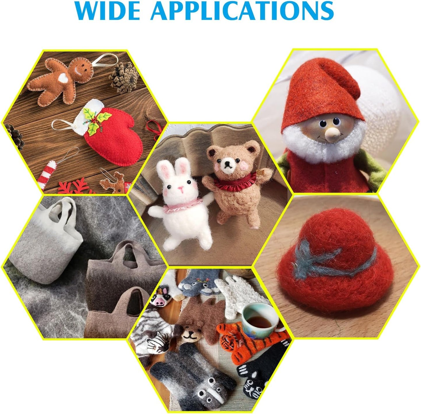 Wool Felt Sheets, Pre Felted Wool Fabric, Softness Puffy Thicker for DIY Sewing Craft Wet Felting/Needle Felting Supplies Beige