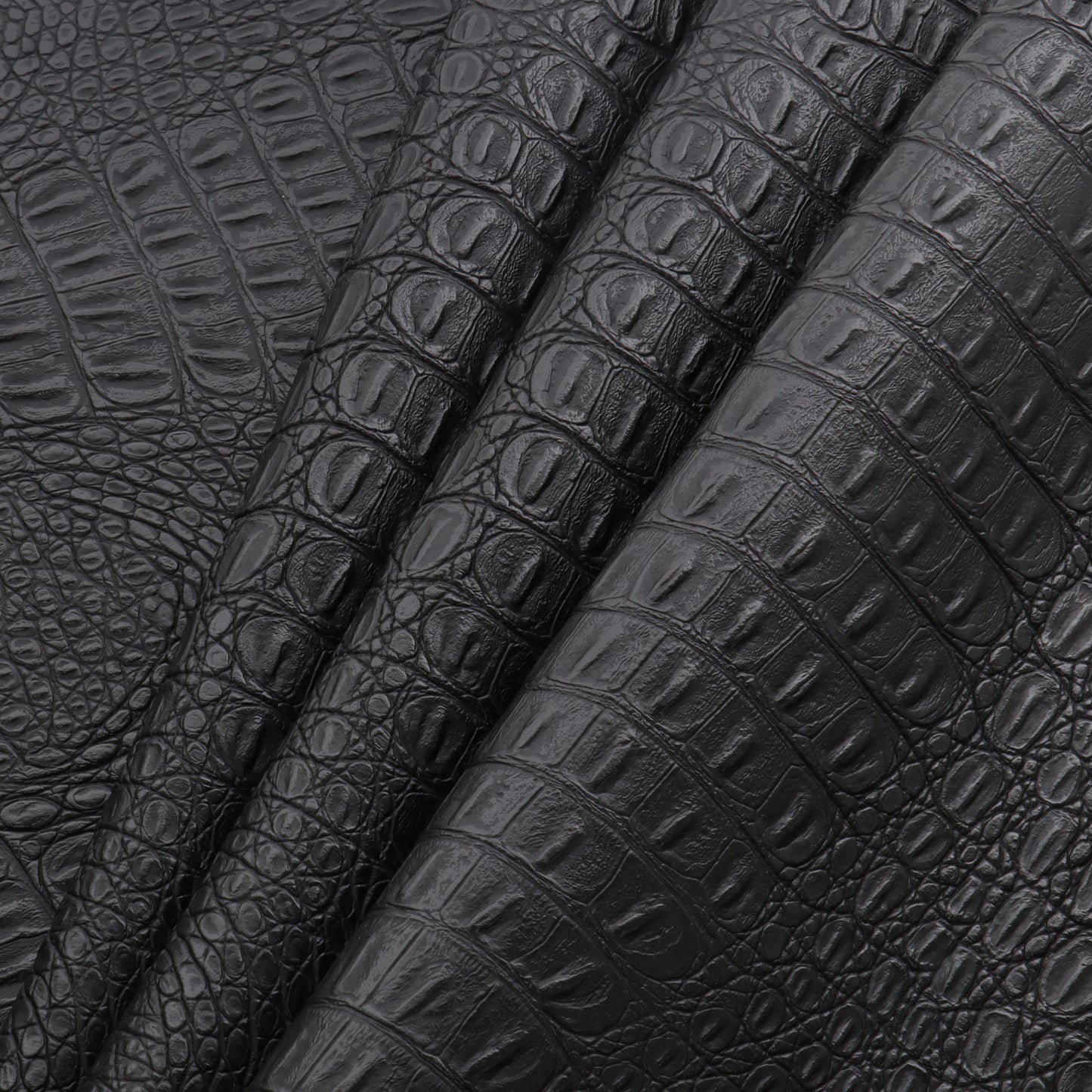 Synthetic Leather Fabric Marine Vinyl Crocodile Pattern Soft Alligator Faux Leather Sheets for DIY Upholstery Crafts 0.5mm Thick Black