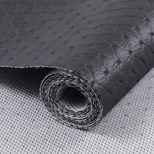 Black Diamond Embossed Faux Leather Fabric 0.6mm Thickness Soft PU Leather Material Clear Texture for Sofa, Car Seats,Making Handmade