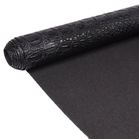 Synthetic Leather Fabric Marine Vinyl Crocodile Pattern Soft Alligator Faux Leather Sheets for DIY Upholstery Crafts 0.5mm Thick Black