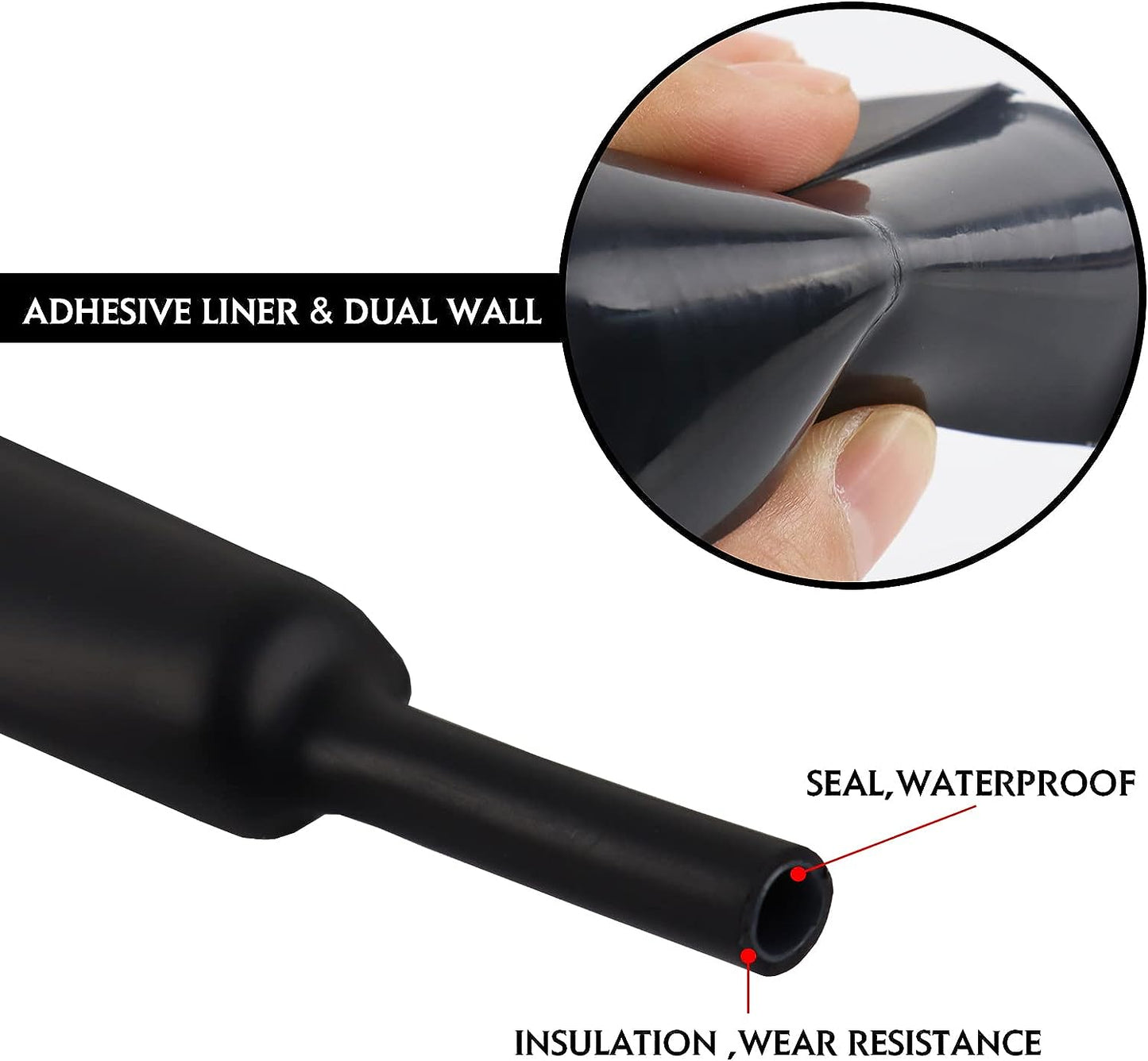 4:1 Heat Shrink Tubing Adhesive Waterproof Glue Insulated Dual Wall Black Heat Shrinkable Tube Sleeve