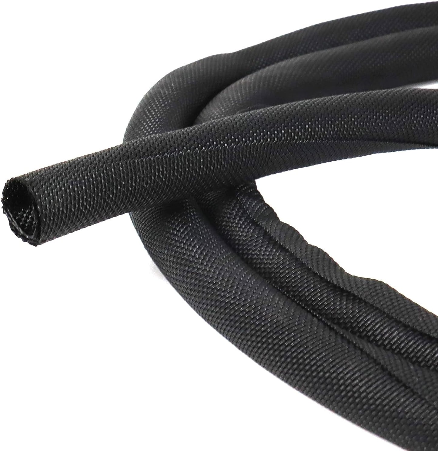 Black Braided Cable Management Sleeves Wire Loom Tubing Cord Protector Self-Wrapping