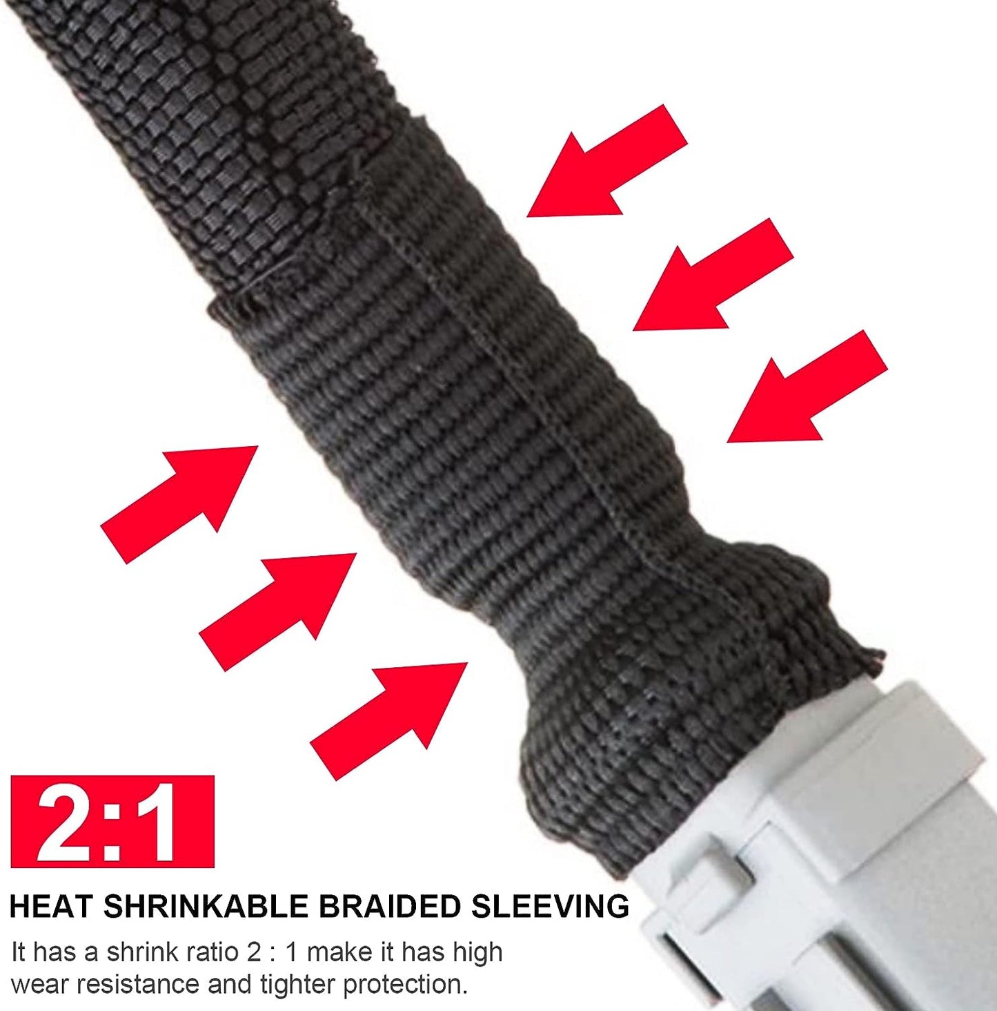 Heat Shrinkable Braided Sleeving 2:1 Ratio- Abrasion Protection Flexibility Wiring Harness Cable Sheath