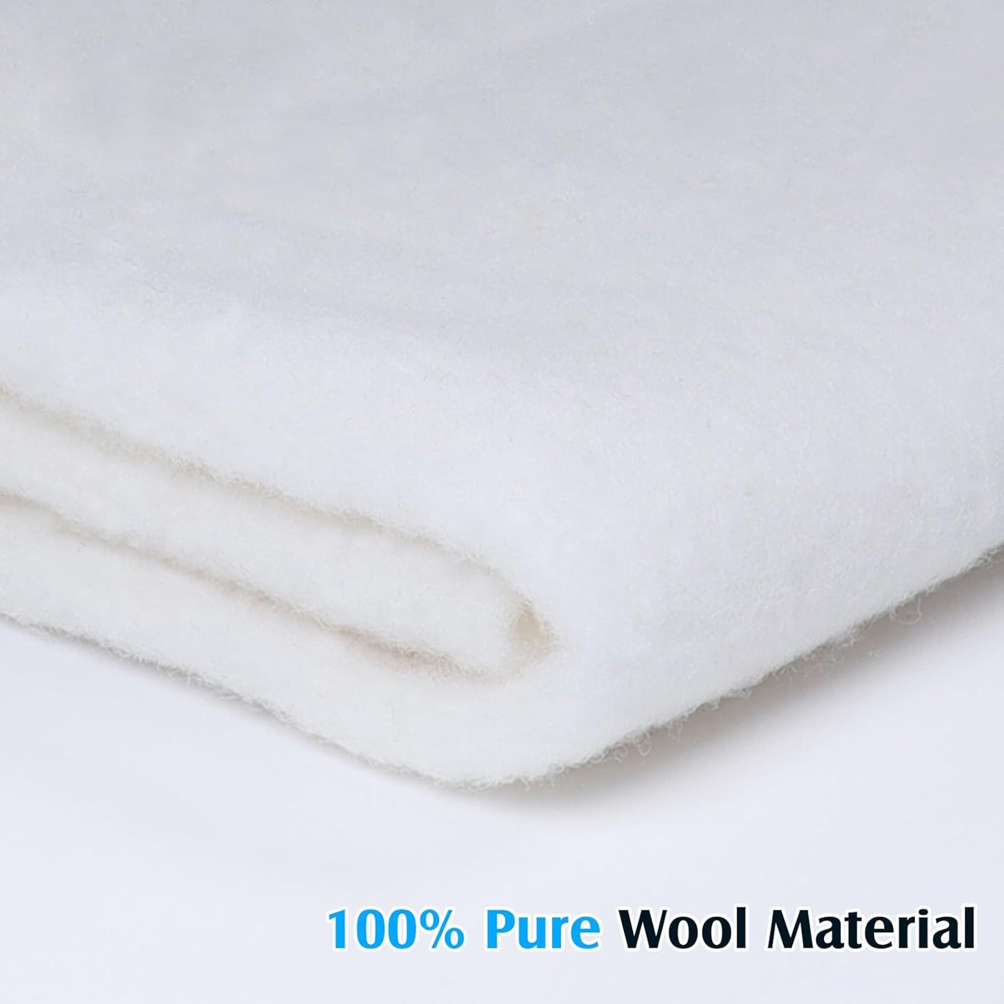 Wool Felt Sheets, Pre Felted Wool Fabric, Softness Puffy Thicker for DIY Sewing Craft Wet Felting/Needle Felting Supplies White