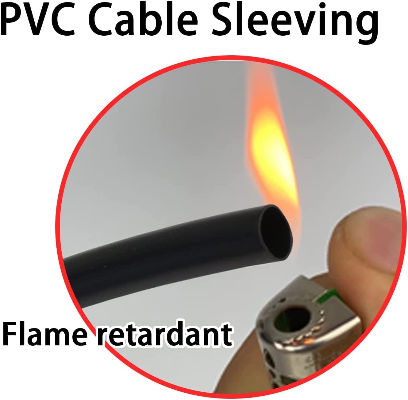 Black PVC Sleeve Insulation Electrical Wire Harness Tubing Management Flame Retardant ,UV-Proof,Waterproof,Protective