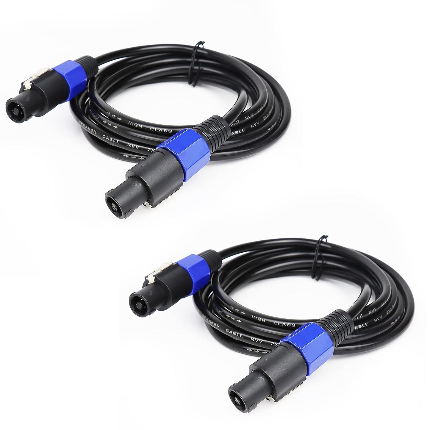 2pcs Speakon to Speakon Male Cable DJ Twist Lock Speaker 2-core Wire