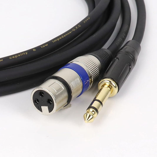 XLR Female to 1/4 Jack Cable 4FT - 3 Pole XLR to 1/4” (6.35mm) TRS Balanced Wire Cord - Full Shielded Live-House Gig Audio Stereo Patch Microphone Signal Interconnect Cable (4 Feet, 1-Pack)