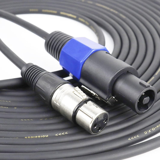 15 Feet SpeakOn Male to 3 Pole XLR Female Cable - 15FT Professional Mic 3 Pin Connection Extension Wire - Microphone Audio Jack Speak-On Plug with Twist Lock