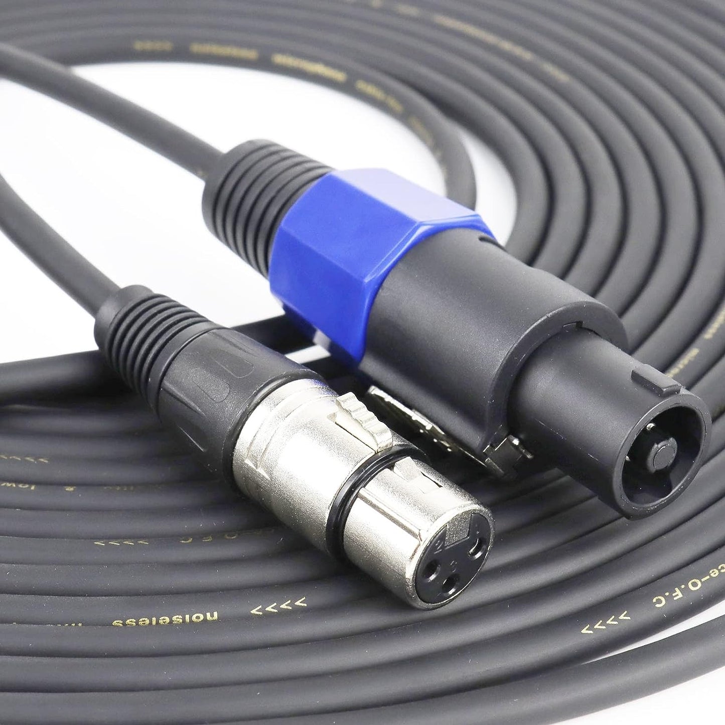 1 Pack 50 Feet SpeakOn Plug to 3 Pin XLR Cable - 16 AWG Fully Shielded Speak-On Male to XLR Female Extension Microphone Wire - for High Current Amplifiers and Loudspeakers Application