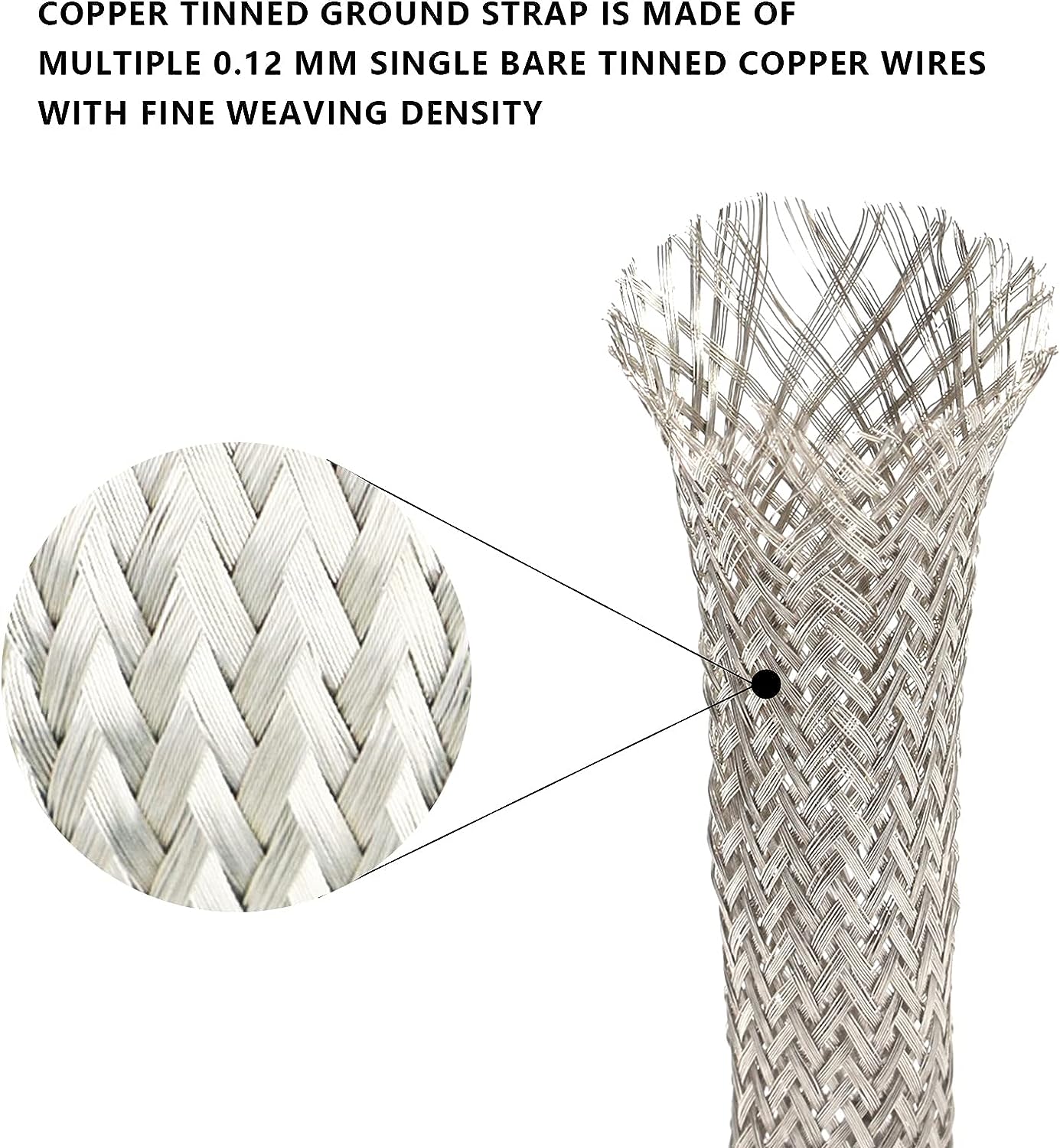 Wire Shielding Tinned Copper Flat Braid Cable Sleeving Ground Straps ESD EMI RFI Protector Flexible Mesh