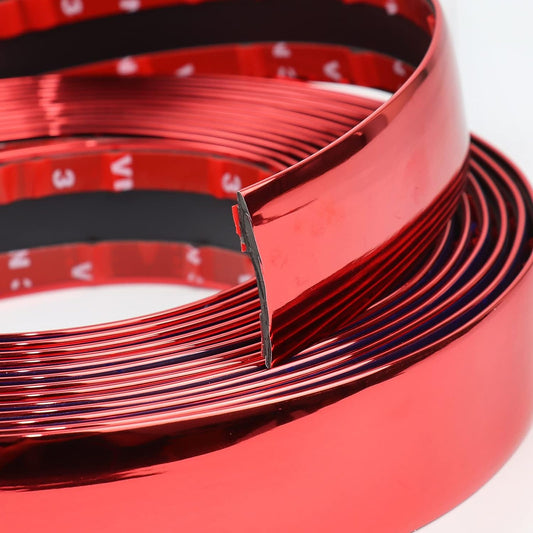 Chrome Red Automotive Trim Molding Strip - Cars Body Side Red Moulding Trim Strips(Self Adhesive) for Motor/Truck/RV Door Window Bumper Scratch-Proof/Chrome Red