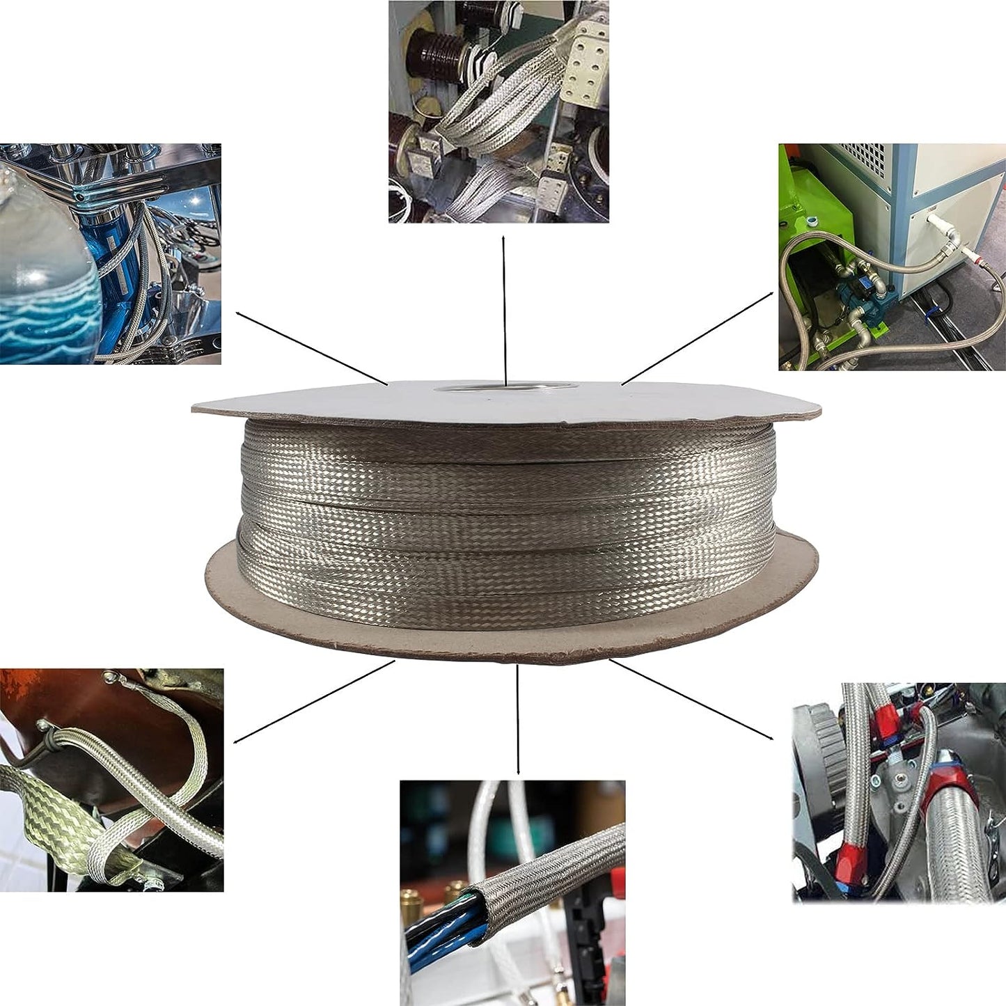 Wire Shielding Tinned Copper Flat Braid Cable Sleeving Ground Straps ESD EMI RFI Protector Flexible Mesh