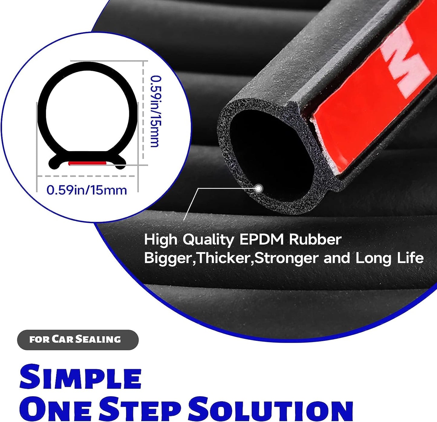 D-Shape Car Door Rubber Seal Strip,Black Automotive Weather Stripping with Self-Adhesive to Reduce Noise and Water-Leaking fit Most Car,Truck,SUV,RV,Boat and Home Application 13