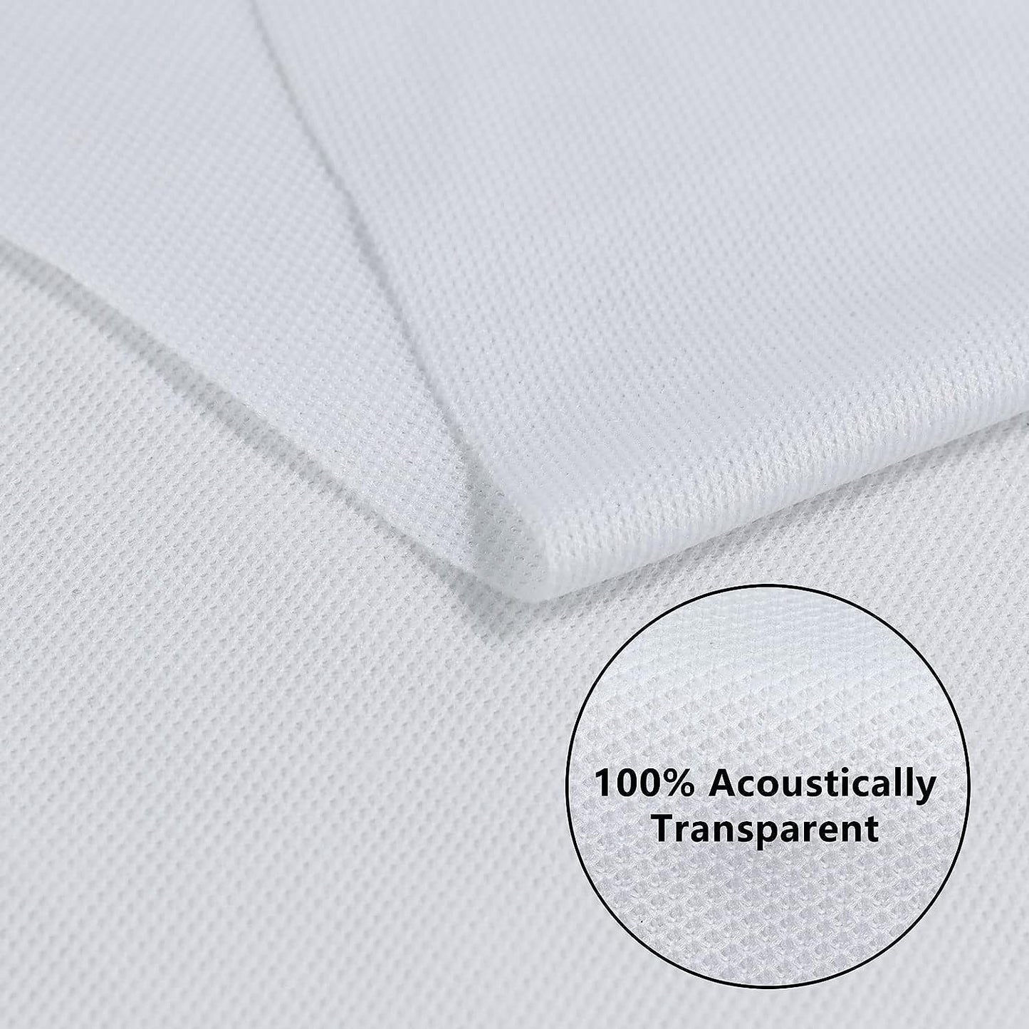 1yard Stereo Mesh Fabric, Speaker Grill Cloth, Acoustically Transparent Sound Transmission for Protection Multi-Purpose Hall Studio Stage Speakers White