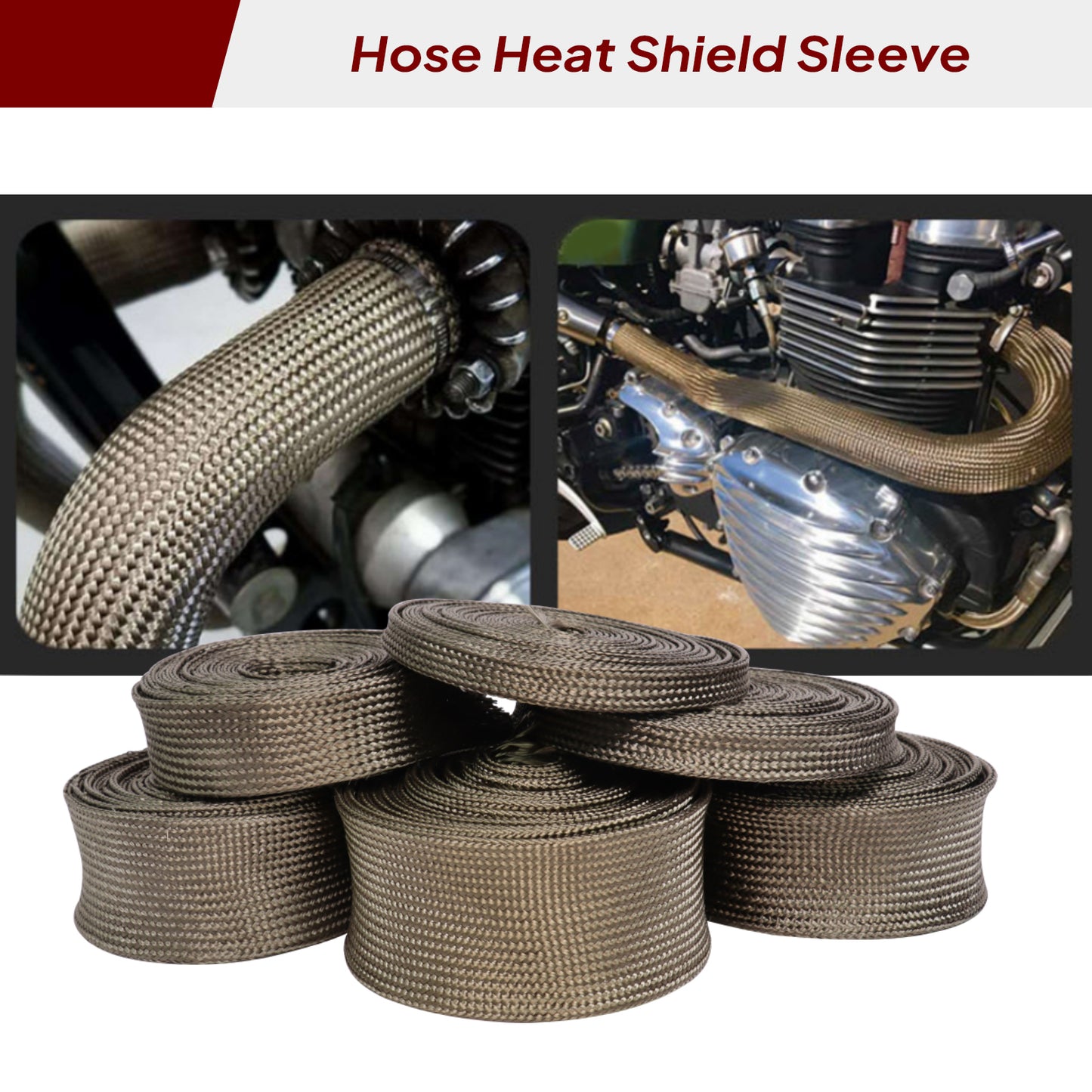 Automotive Heat Sleeve Roll - Woven Design Vehicle Hose Wire Loom Brake Cable/Fuel Line/Spark Plug Protector Cover