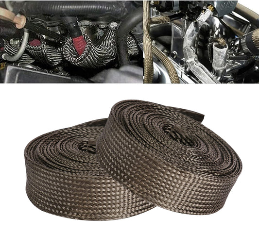 Automotive Heat Sleeve Roll - Woven Design Vehicle Hose Wire Loom Brake Cable/Fuel Line/Spark Plug Protector Cover