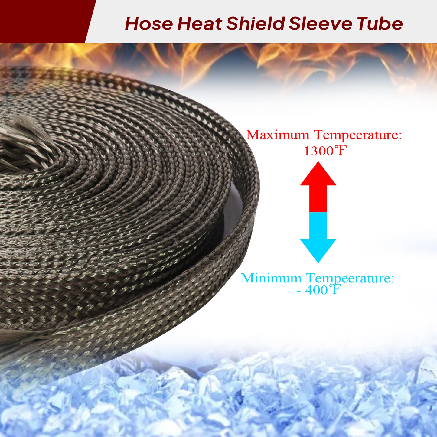 Automotive Heat Sleeve Roll - Woven Design Vehicle Hose Wire Loom Brake Cable/Fuel Line/Spark Plug Protector Cover