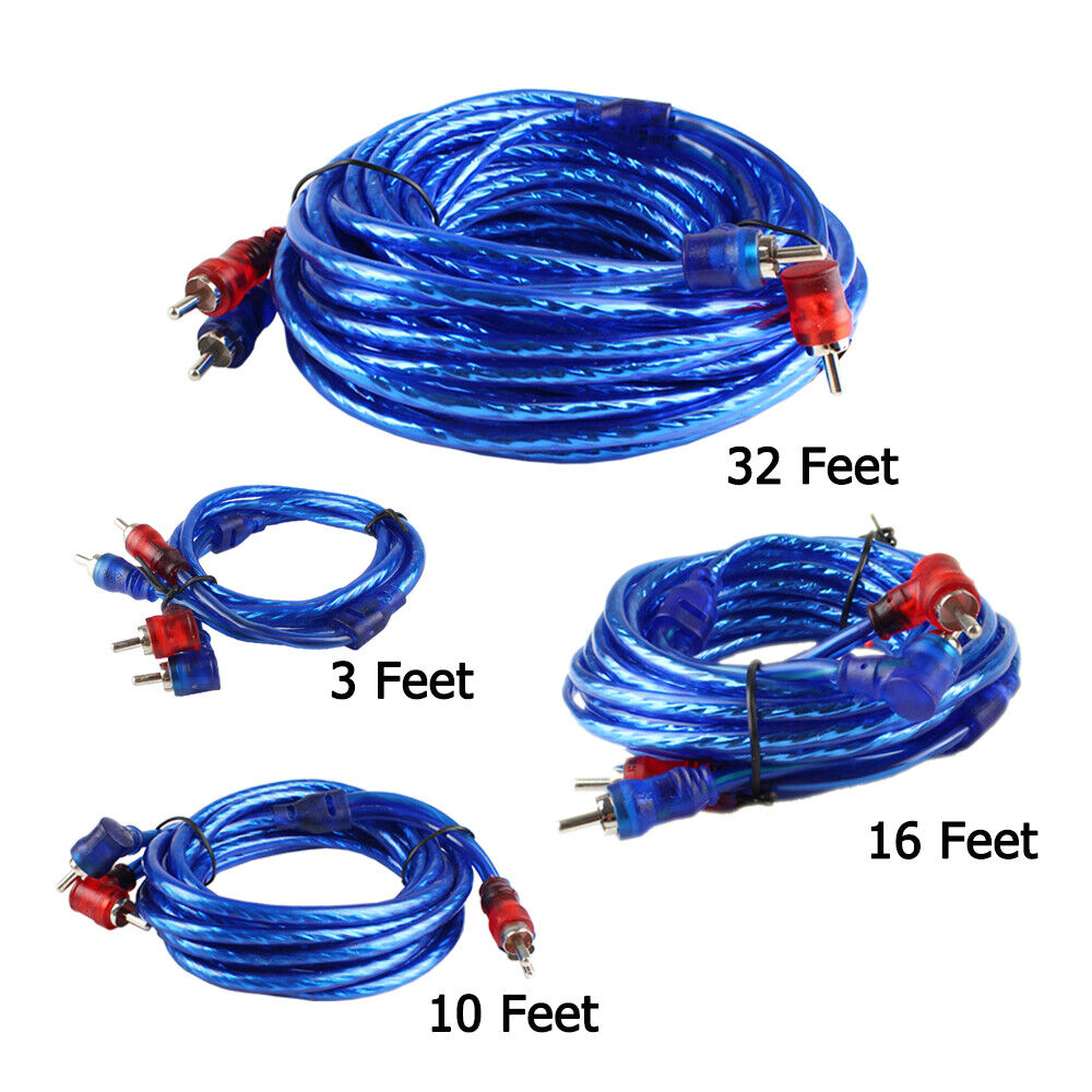 Short Long 2 RCA Cable HDTV Stereo Audio Male to Male Wire Cord Subwoofer