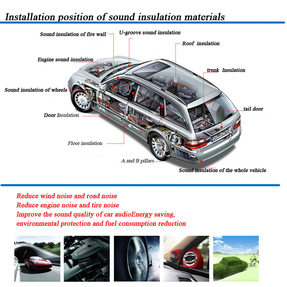 10mm Car Sound Deadener , Automotive Insulation Door Panel Hood Noise Control Mat