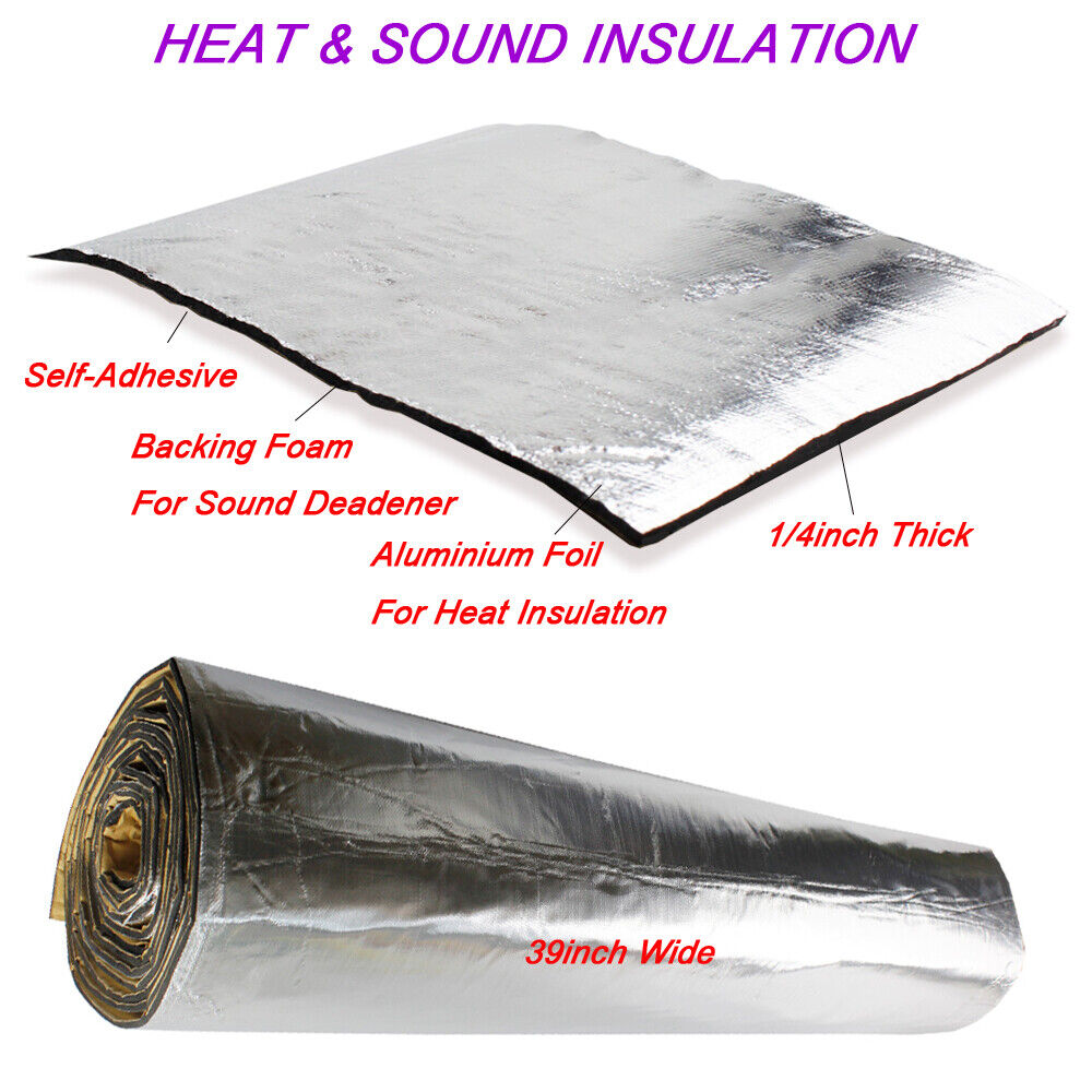 6mm Heat Shield Sound Deadener Car Insulation Aluminium Foil Foam Backed w/Adhesive