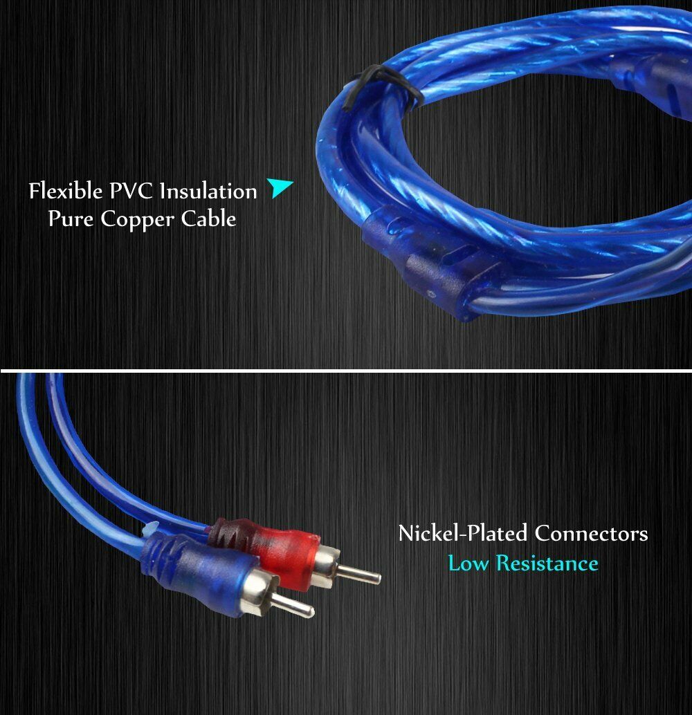 Short Long 2 RCA Cable HDTV Stereo Audio Male to Male Wire Cord Subwoofer